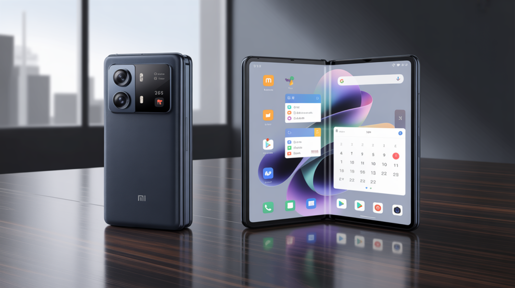 Xiaomi Mix Fold 3 Lite Large book-style foldable smartphone with 8-inch internal display, showing productivity